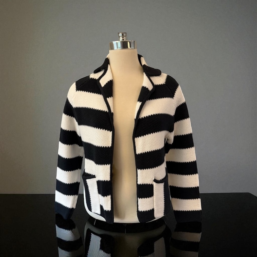 Worth New York Nautical Classic Cardigan Striped Sweater XS/P